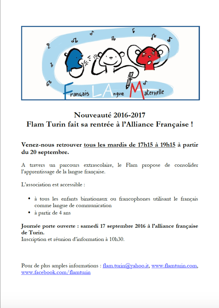 Rentrée Flam 2016-2017